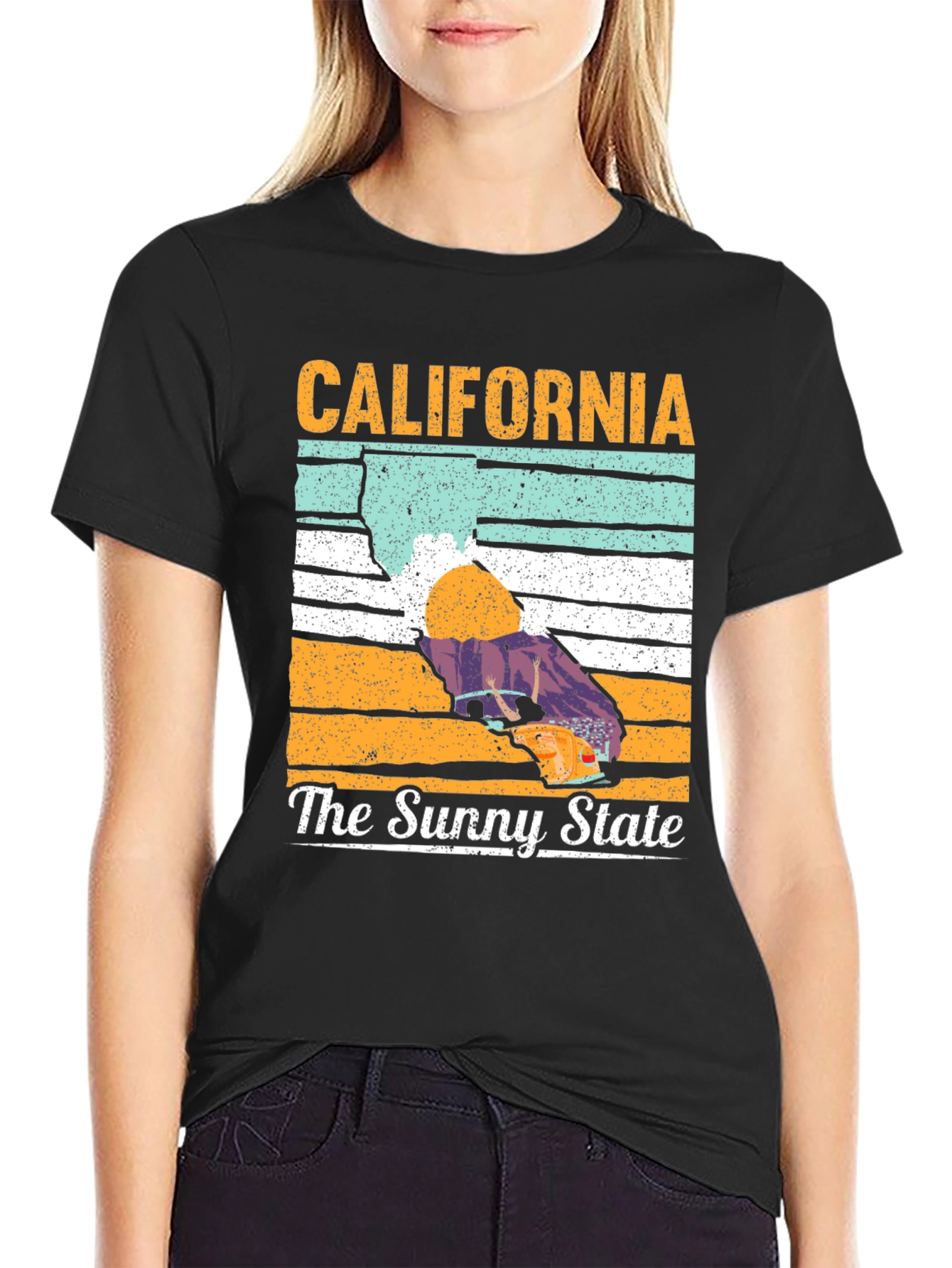 California The Sunny State Black T-Shirt