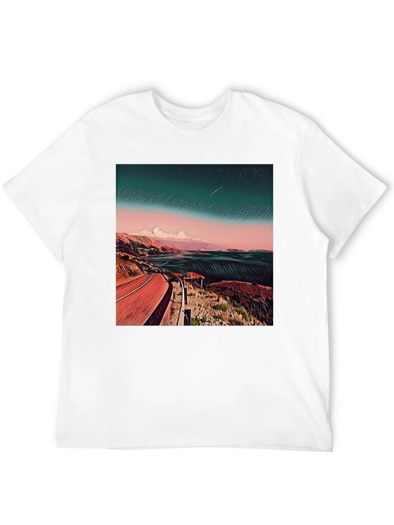 Coastal Road Graphic Tee - Mens Black T-Shirt