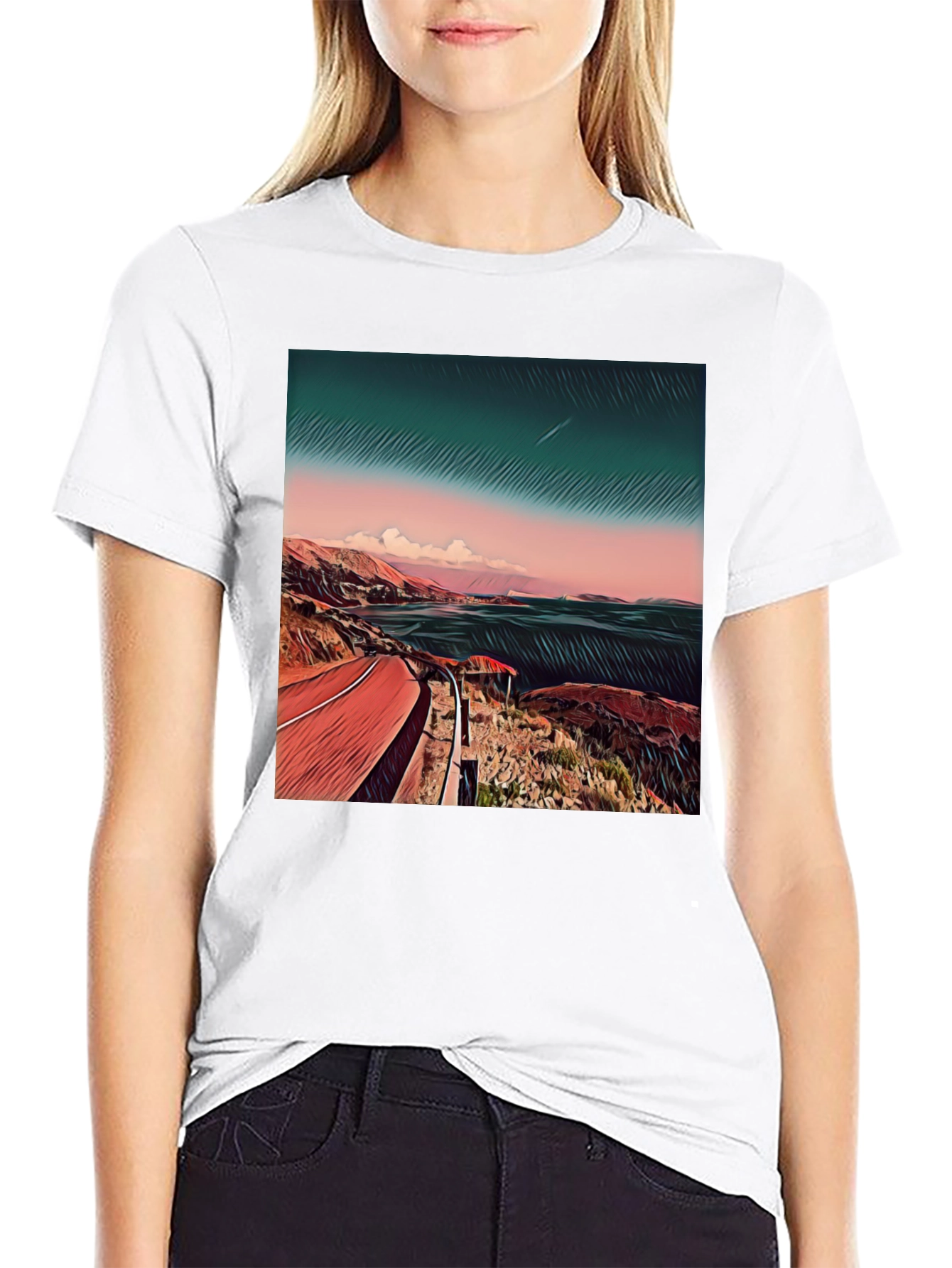 Coastal Road Graphic Tee - Mens Black T-Shirt