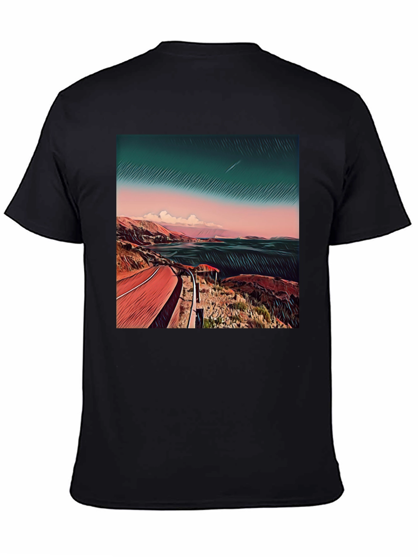 Coastal Road Graphic Tee - Mens Black T-Shirt