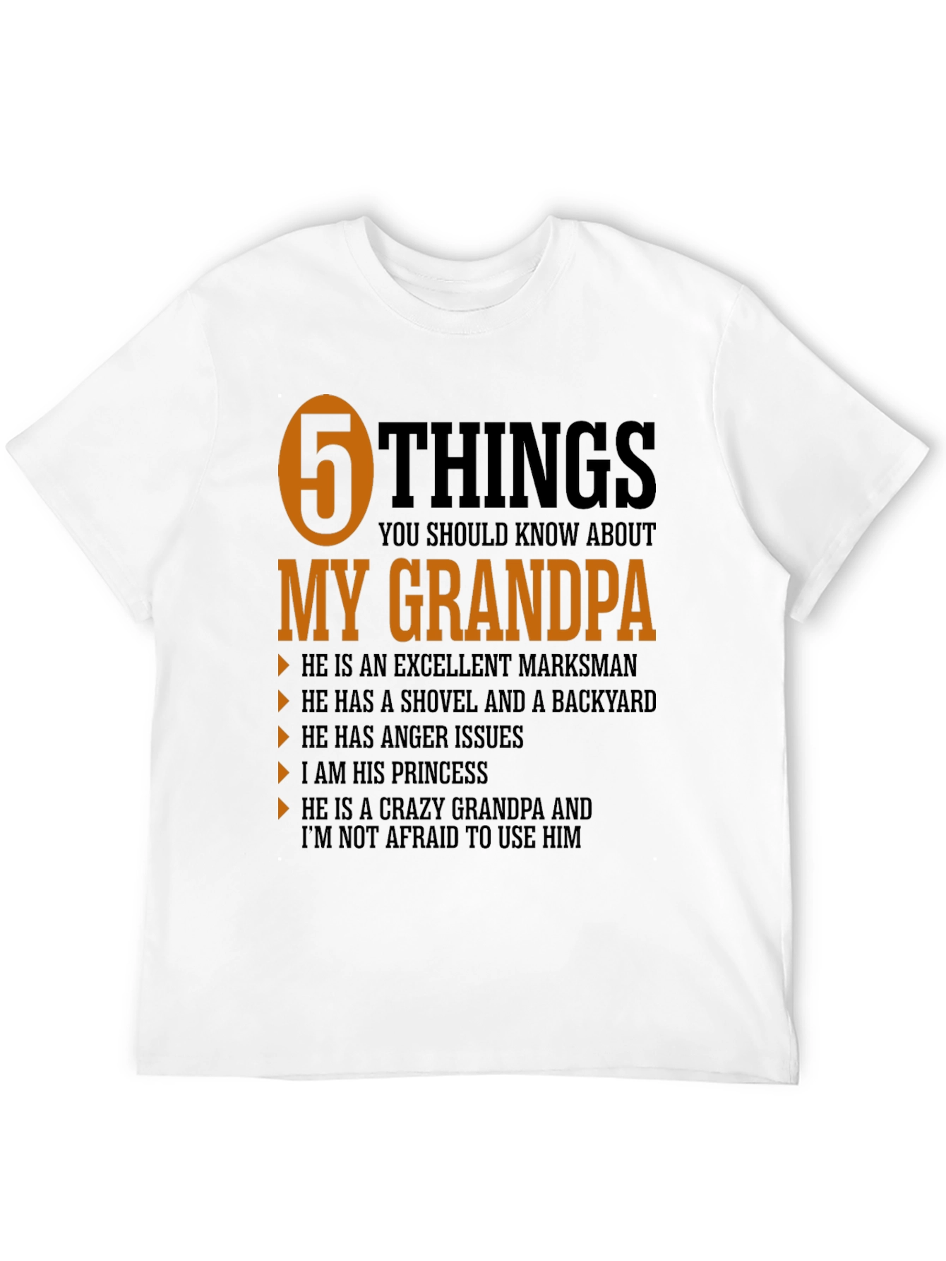 5 Things My Grandpa T-Shirt - Novelty Grandfather Tee