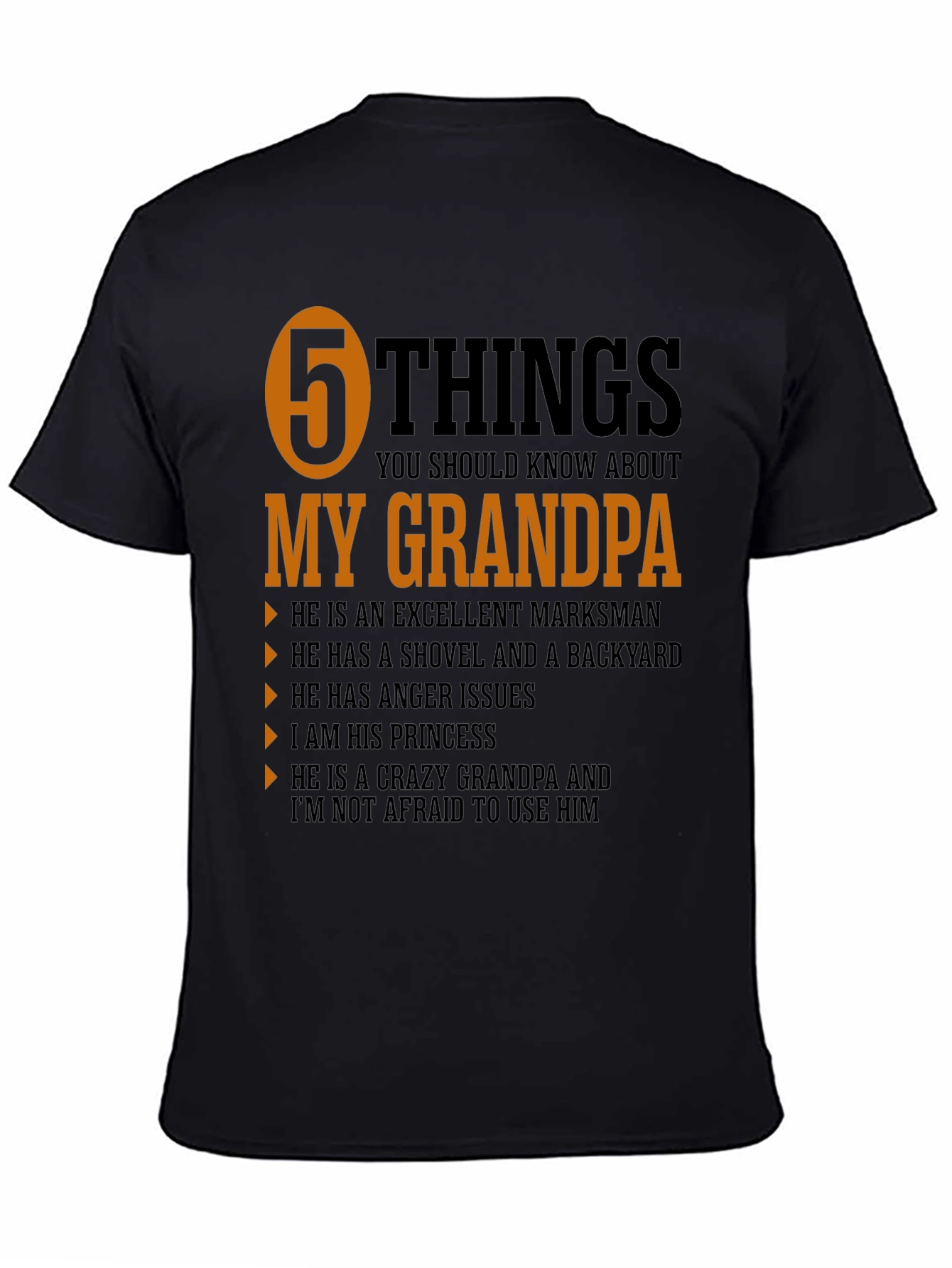 5 Things My Grandpa T-Shirt - Novelty Grandfather Tee