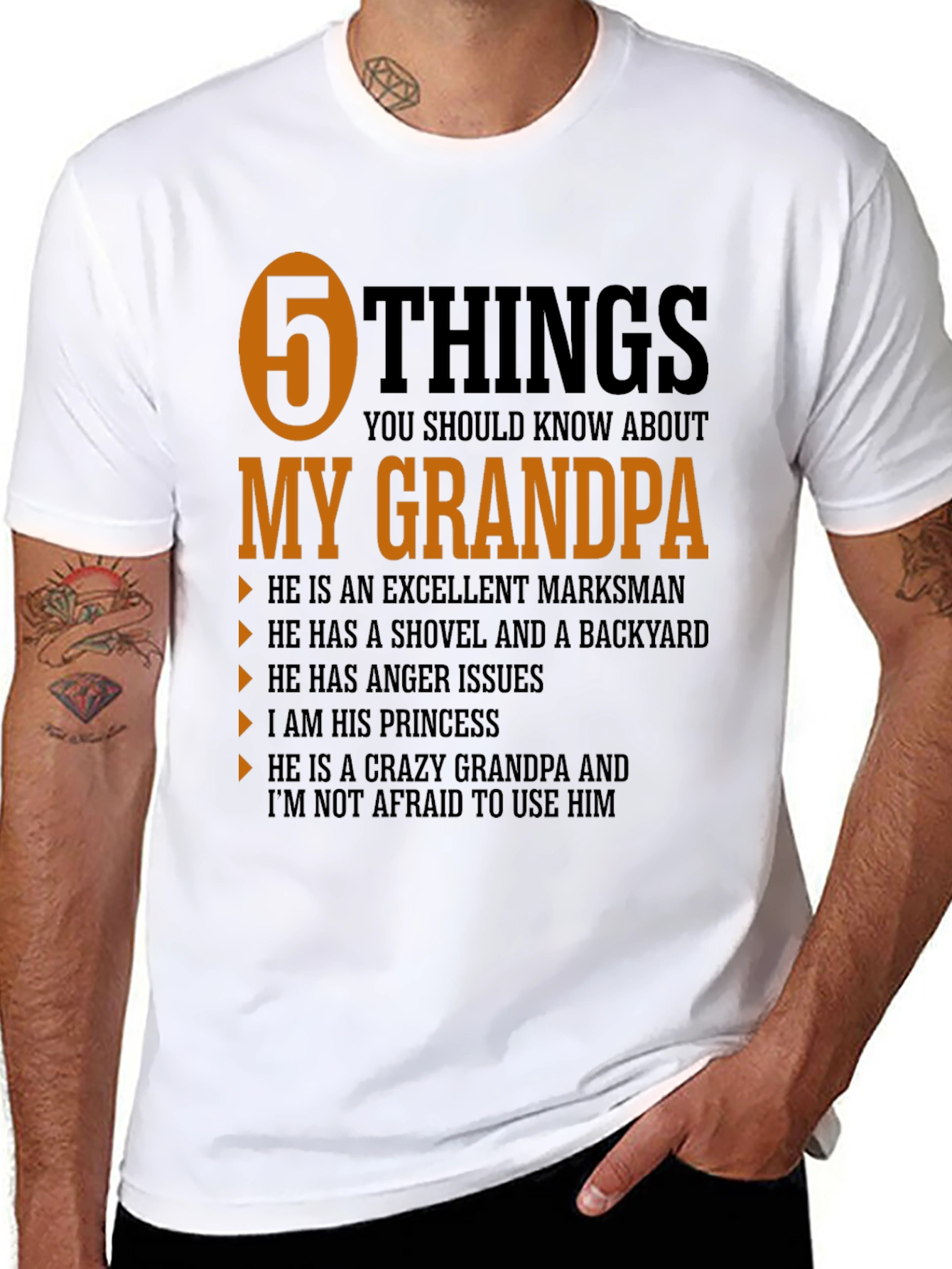 5 Things My Grandpa T-Shirt - Novelty Grandfather Tee