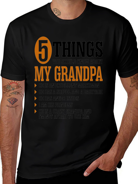 5 Things My Grandpa T-Shirt - Novelty Grandfather Tee