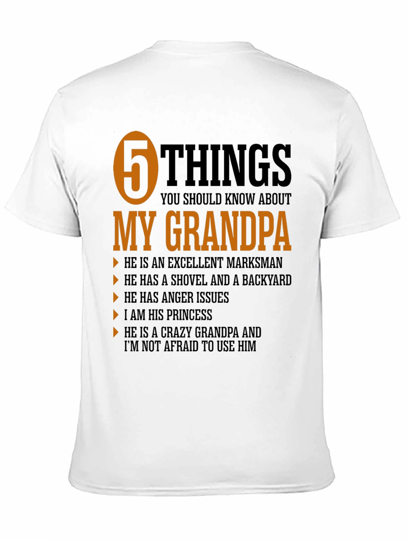 5 Things My Grandpa T-Shirt - Novelty Grandfather Tee