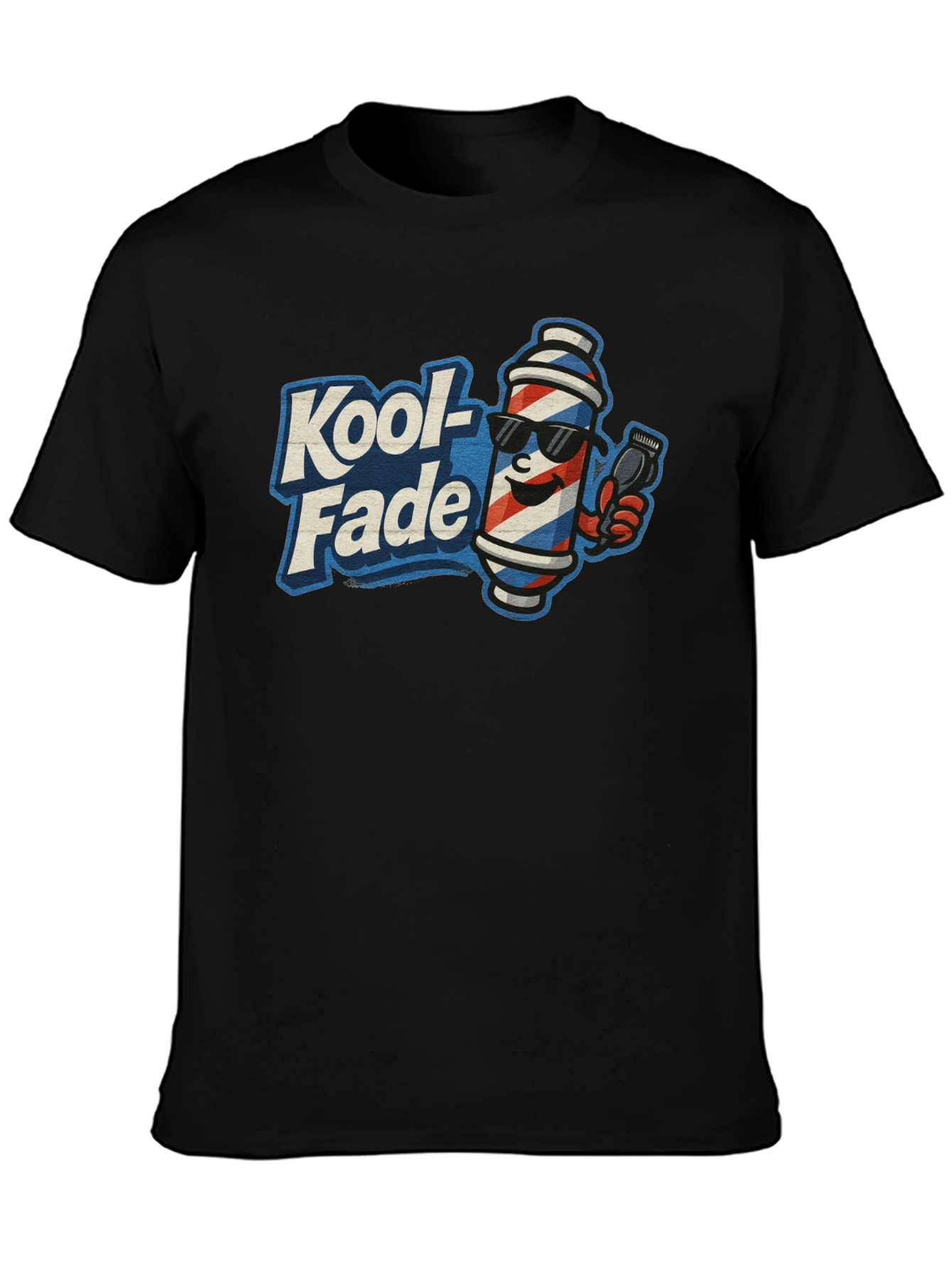 Kool-Fade Barber T-Shirt - Cool Barber Pole Design