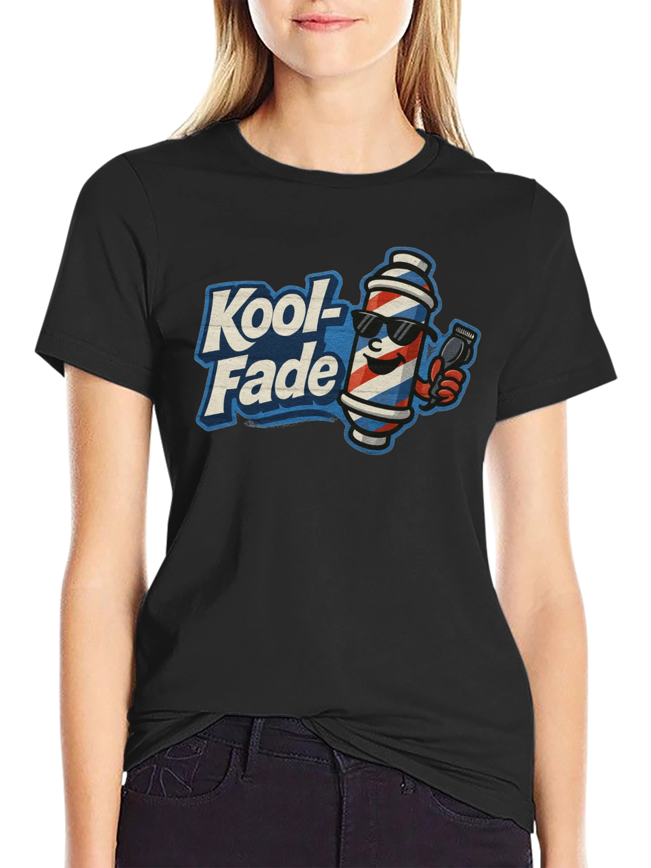Kool-Fade Barber T-Shirt - Cool Barber Pole Design