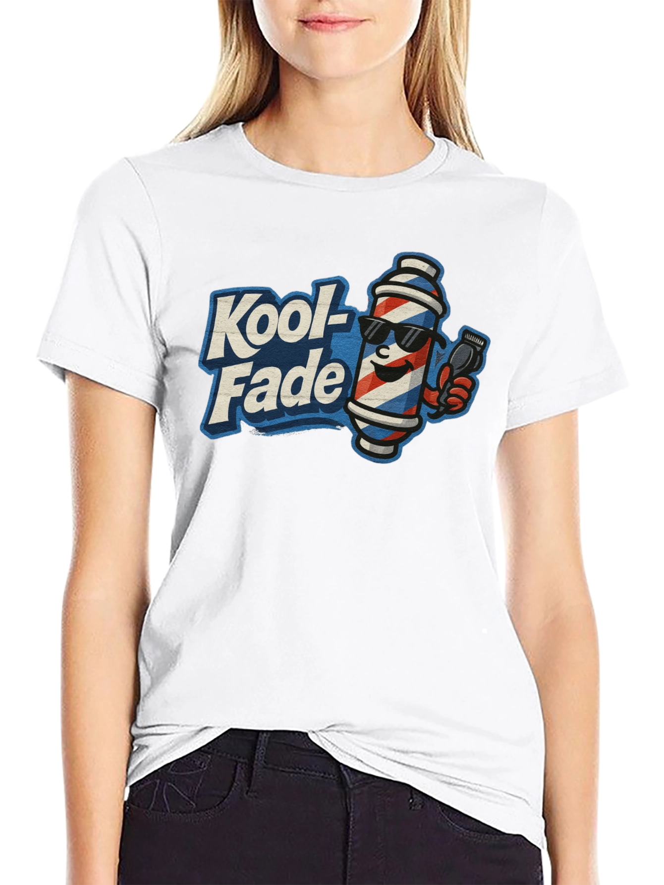Kool-Fade Barber T-Shirt - Cool Barber Pole Design