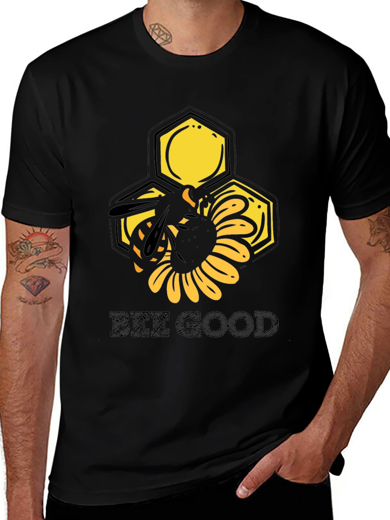 Bee Good Graphic Tee - Black Cotton T-Shirt