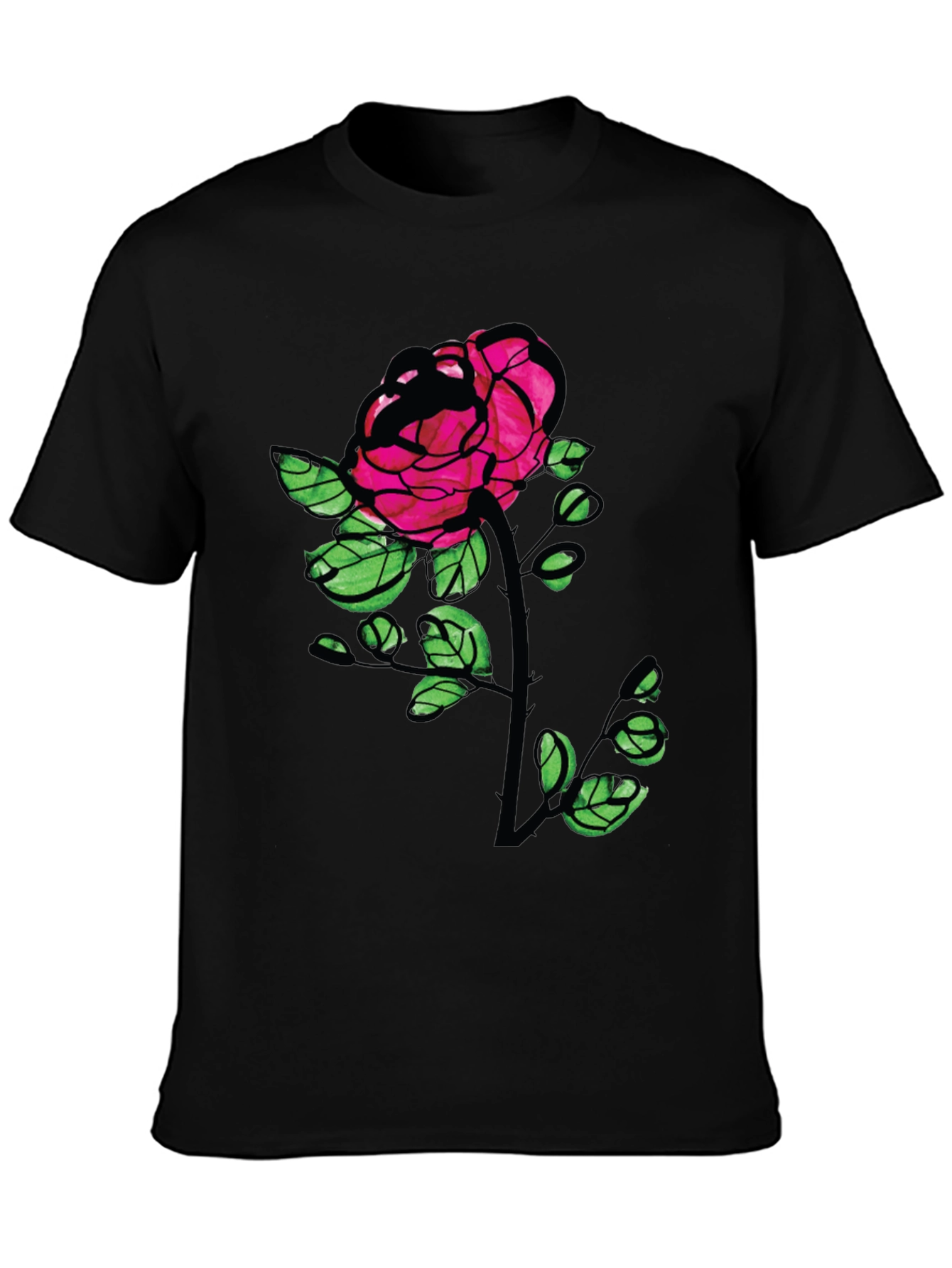 Black Rose Graphic Tee - Bold Floral T-Shirt