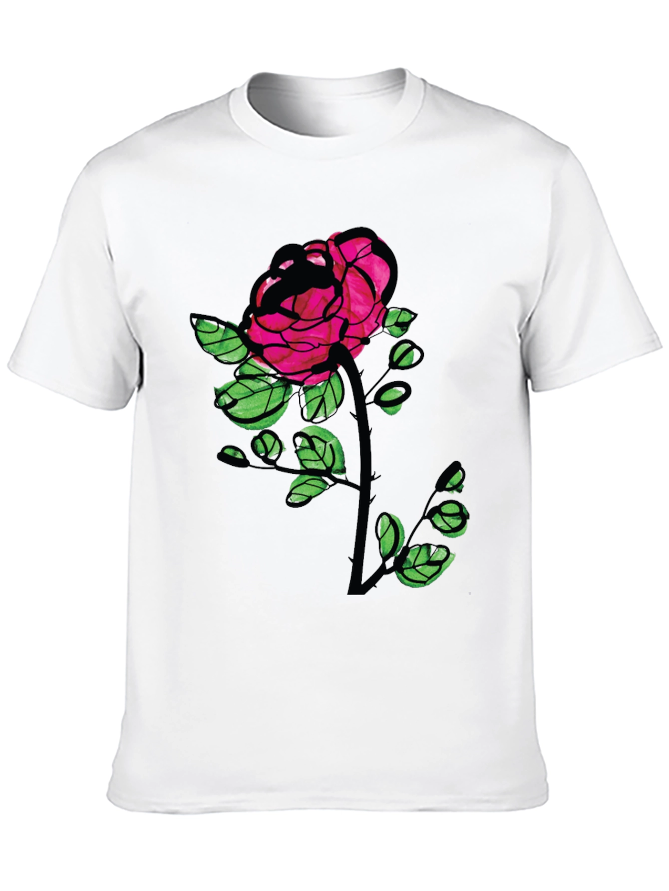 Black Rose Graphic Tee - Bold Floral T-Shirt