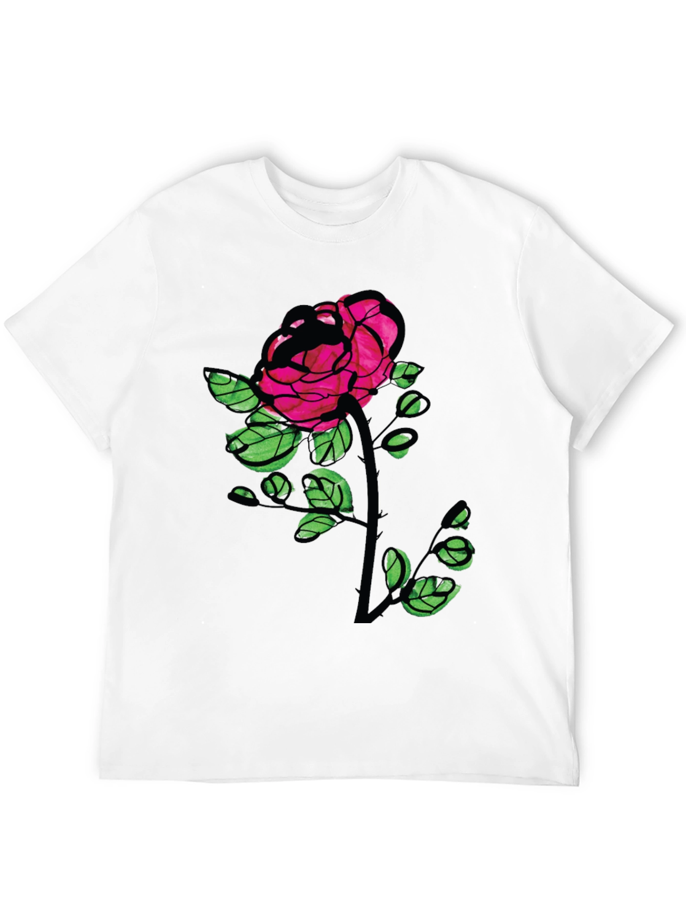 Black Rose Graphic Tee - Bold Floral T-Shirt