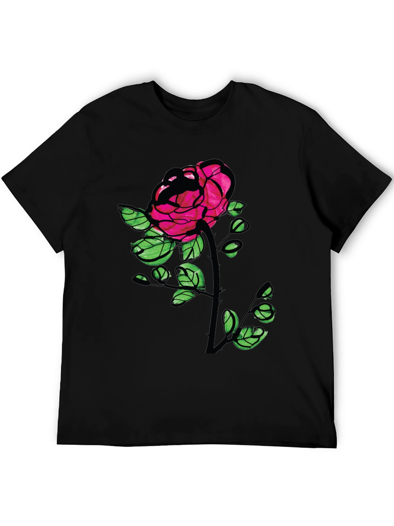 Black Rose Graphic Tee - Bold Floral T-Shirt