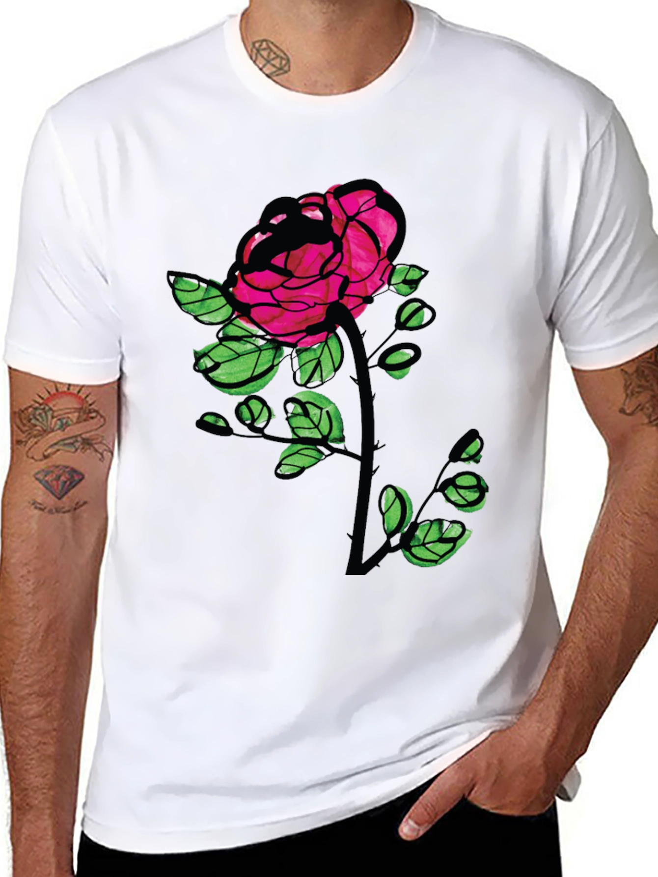 Black Rose Graphic Tee - Bold Floral T-Shirt