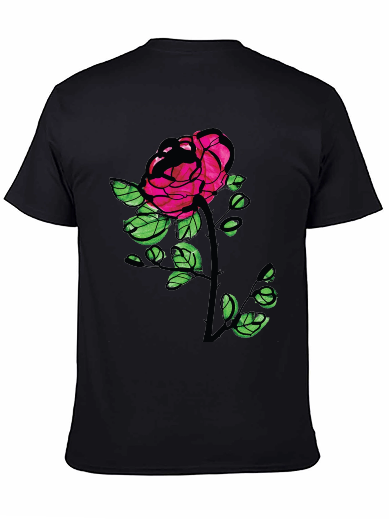 Black Rose Graphic Tee - Bold Floral T-Shirt