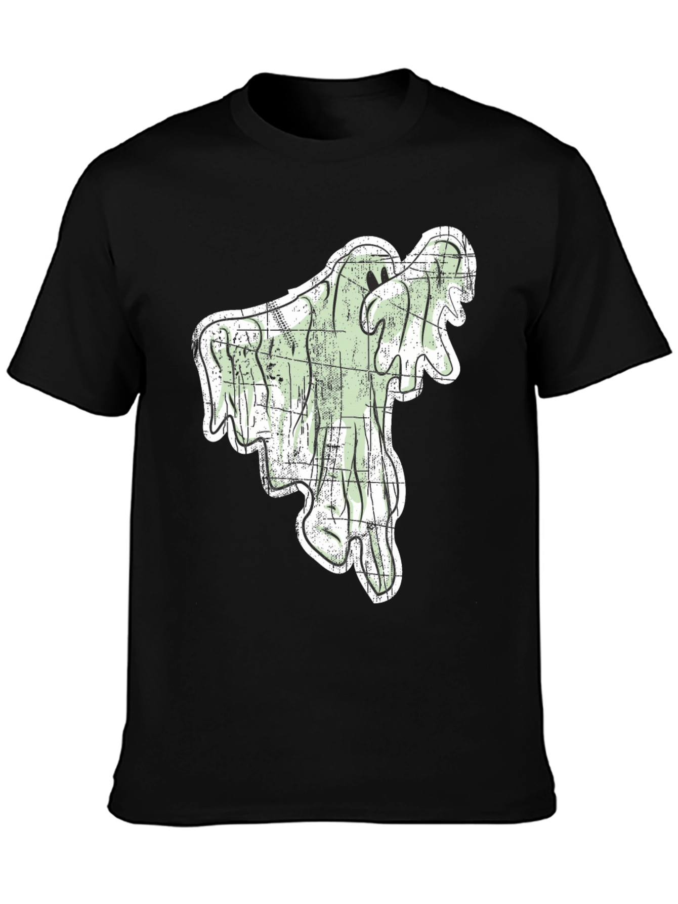 Spooky Season Ghost Graphic Tee - Black