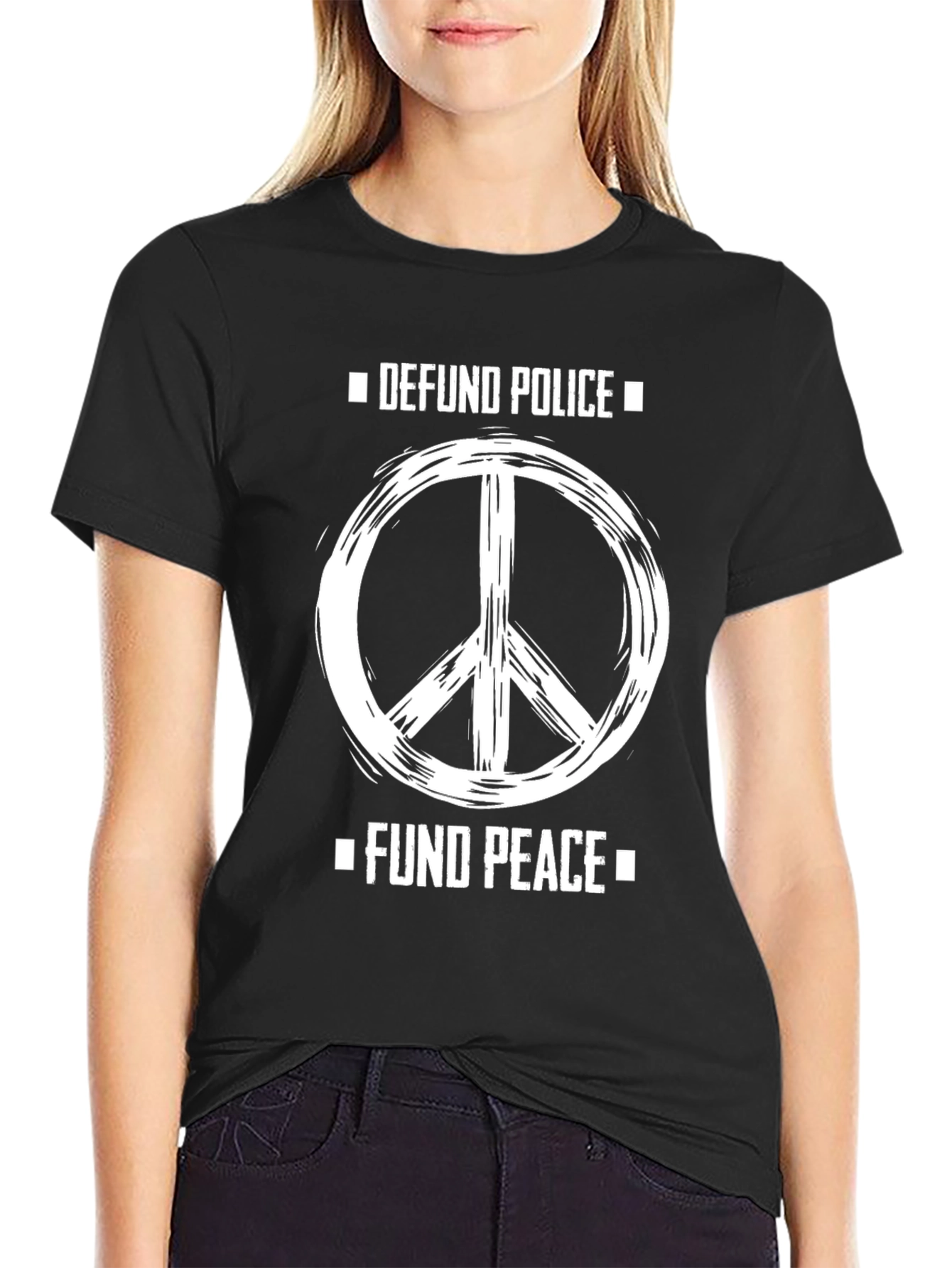 Defund Police Fund Peace Graphic T-Shirt