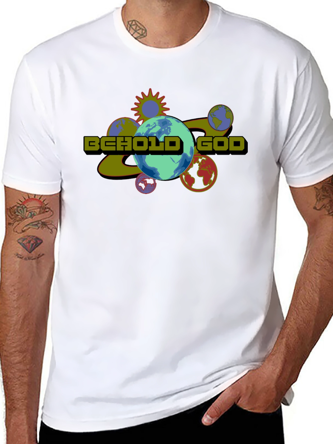 Behold God Graphic Print Black T-Shirt
