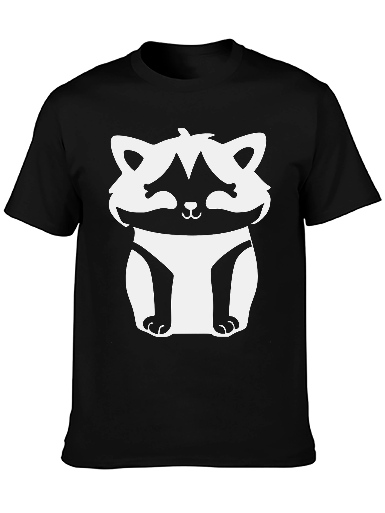 Cute Raccoon Graphic Tee - Black Cotton T-Shirt