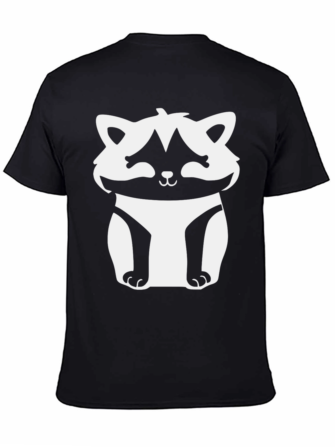 Cute Raccoon Graphic Tee - Black Cotton T-Shirt