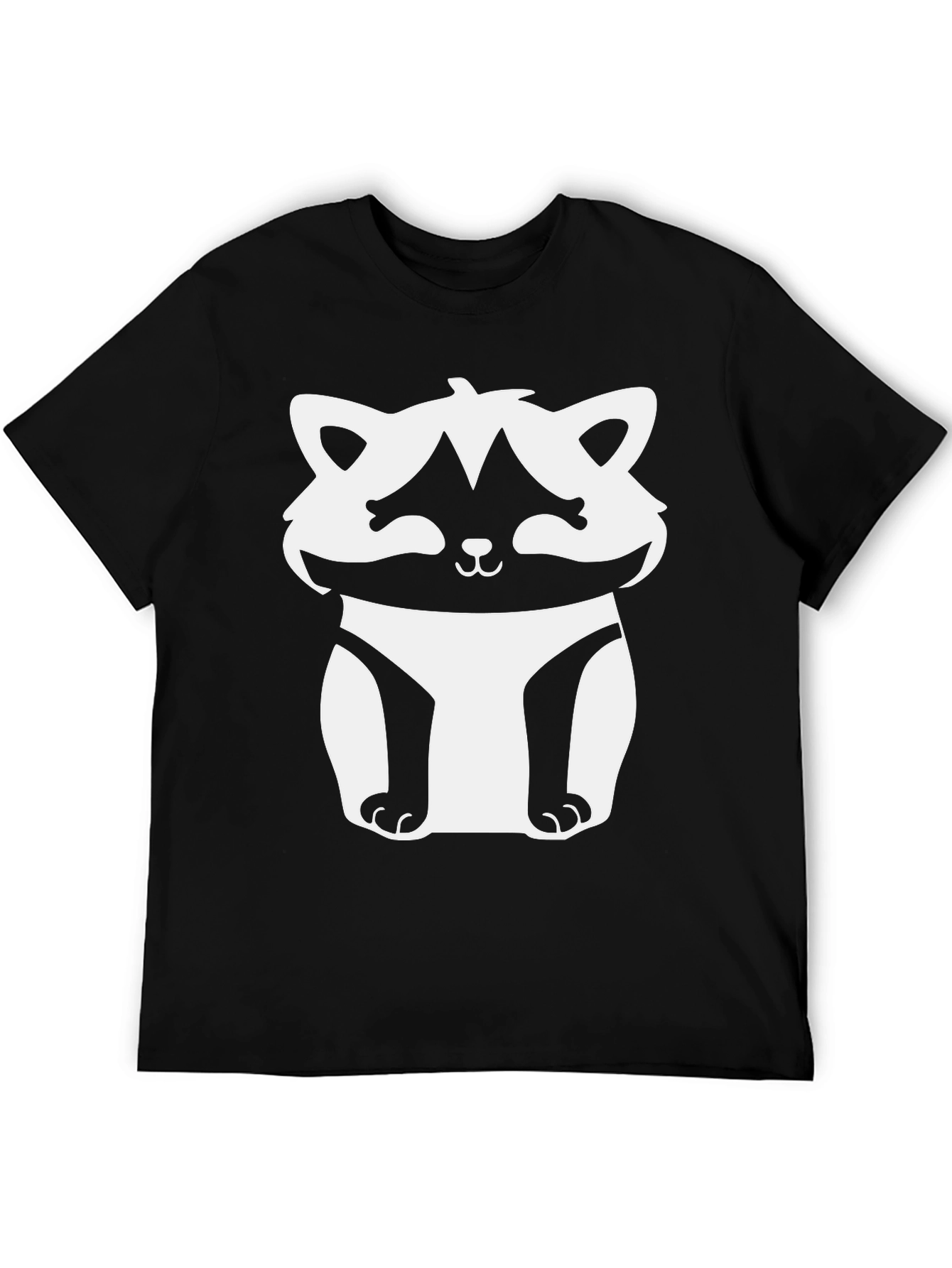 Cute Raccoon Graphic Tee - Black Cotton T-Shirt