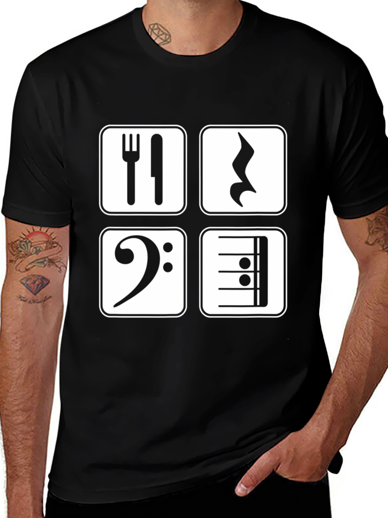 Music Lovers Apparel: Eat Sleep Music Repeat Black T-Shirt