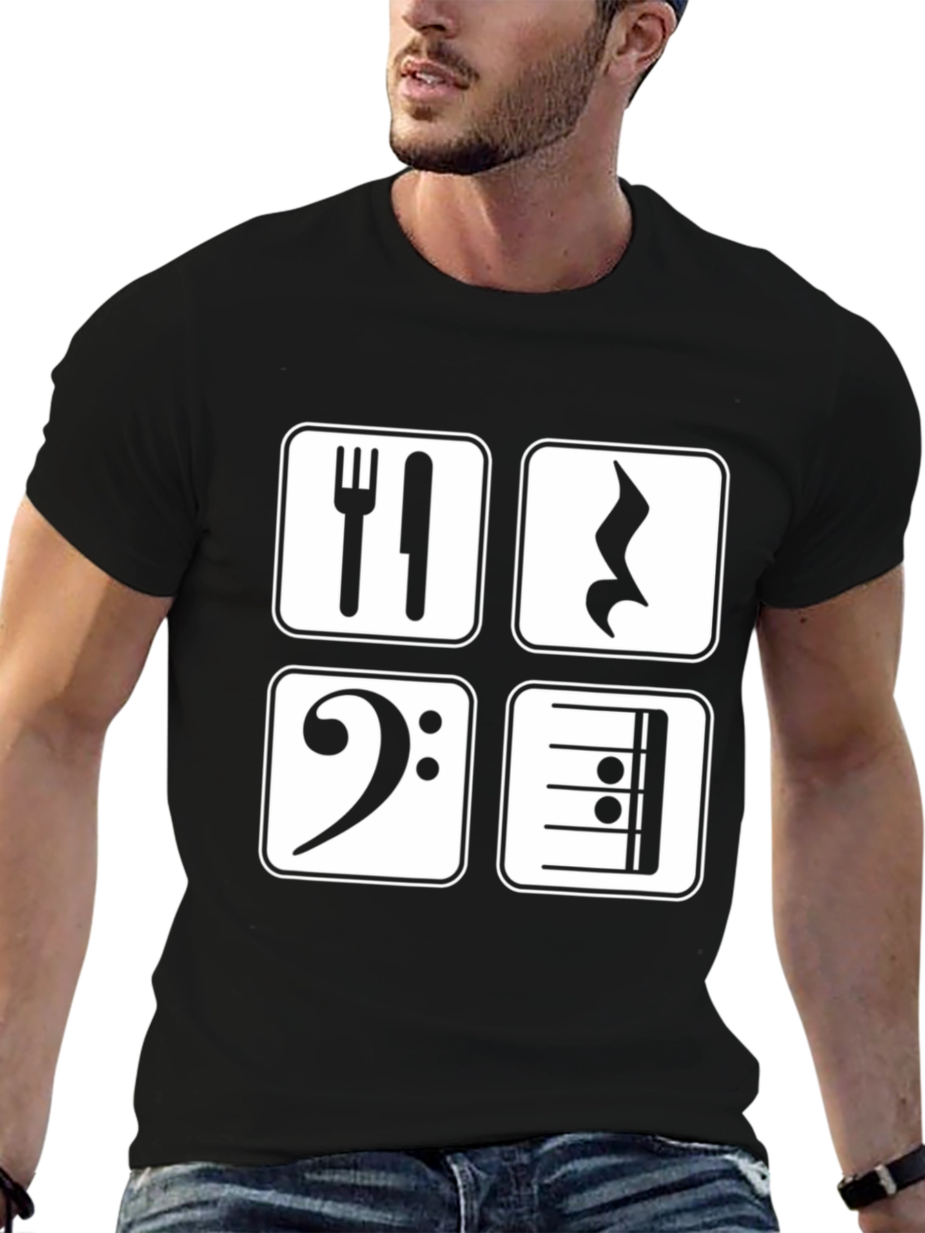 Music Lovers Apparel: Eat Sleep Music Repeat Black T-Shirt