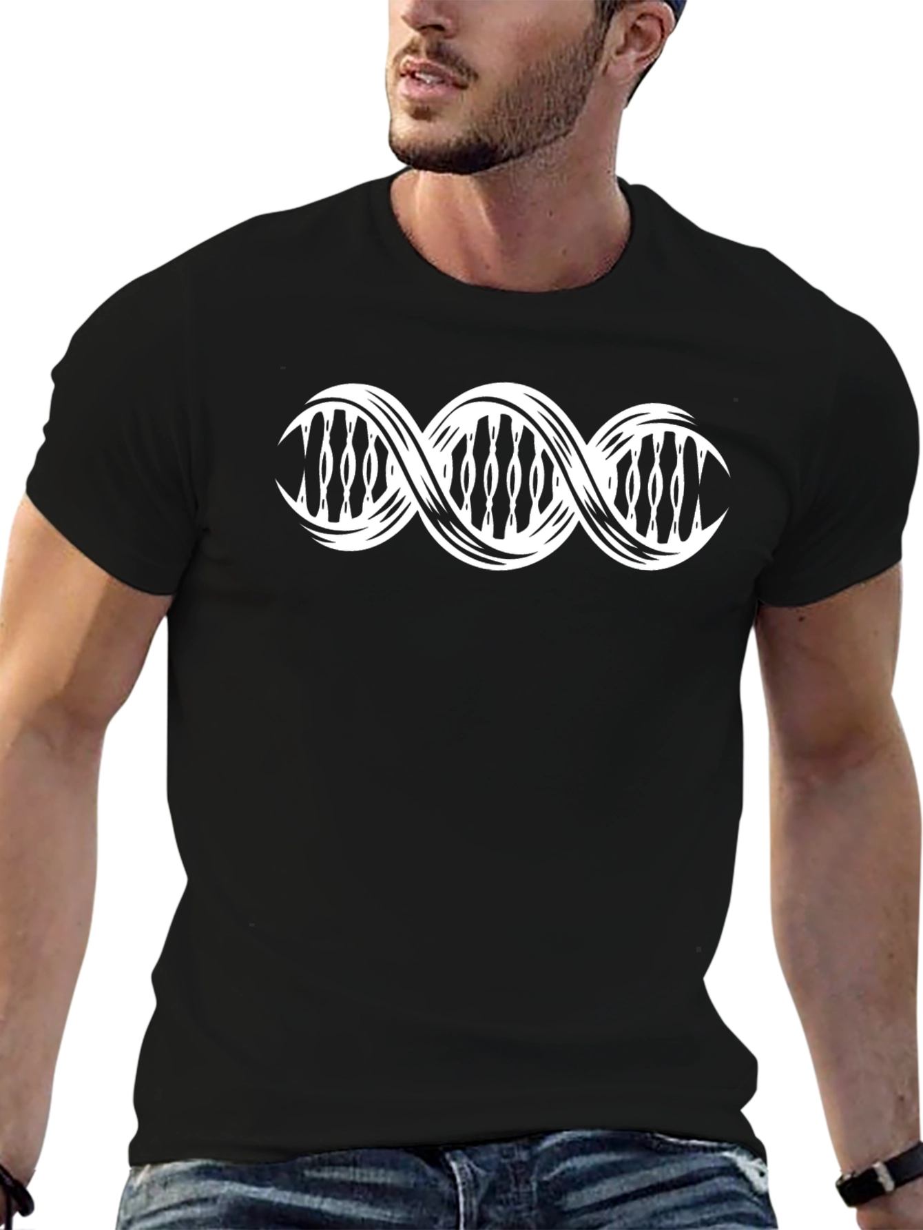 DNA Helix Graphic Print T-Shirt - Stylish Biology Tee