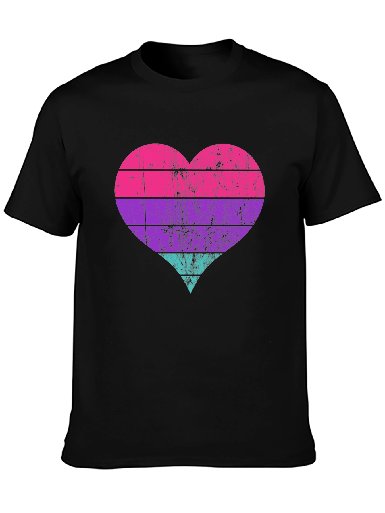 Retro Heart Striped Graphic Tee