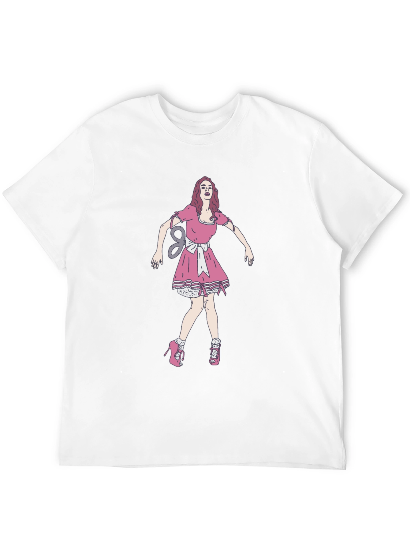 Black Tee with Doll Print
