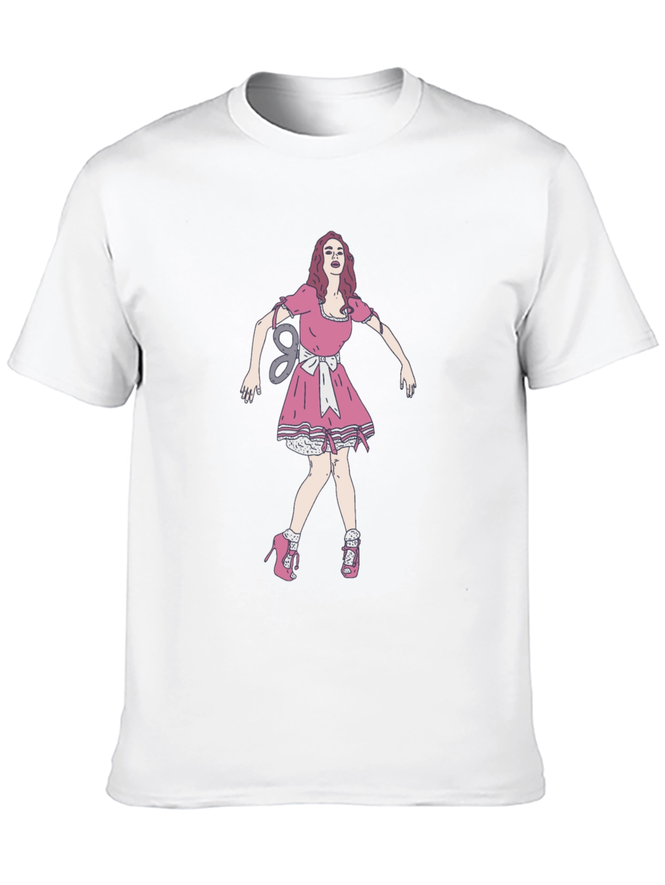 Black Tee with Doll Print