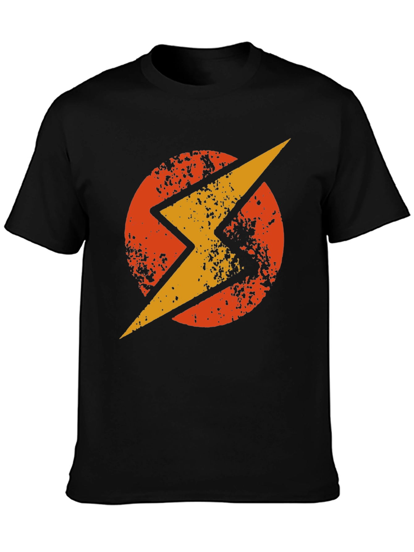 Retro Lightning Bolt Graphic T-Shirt - Black