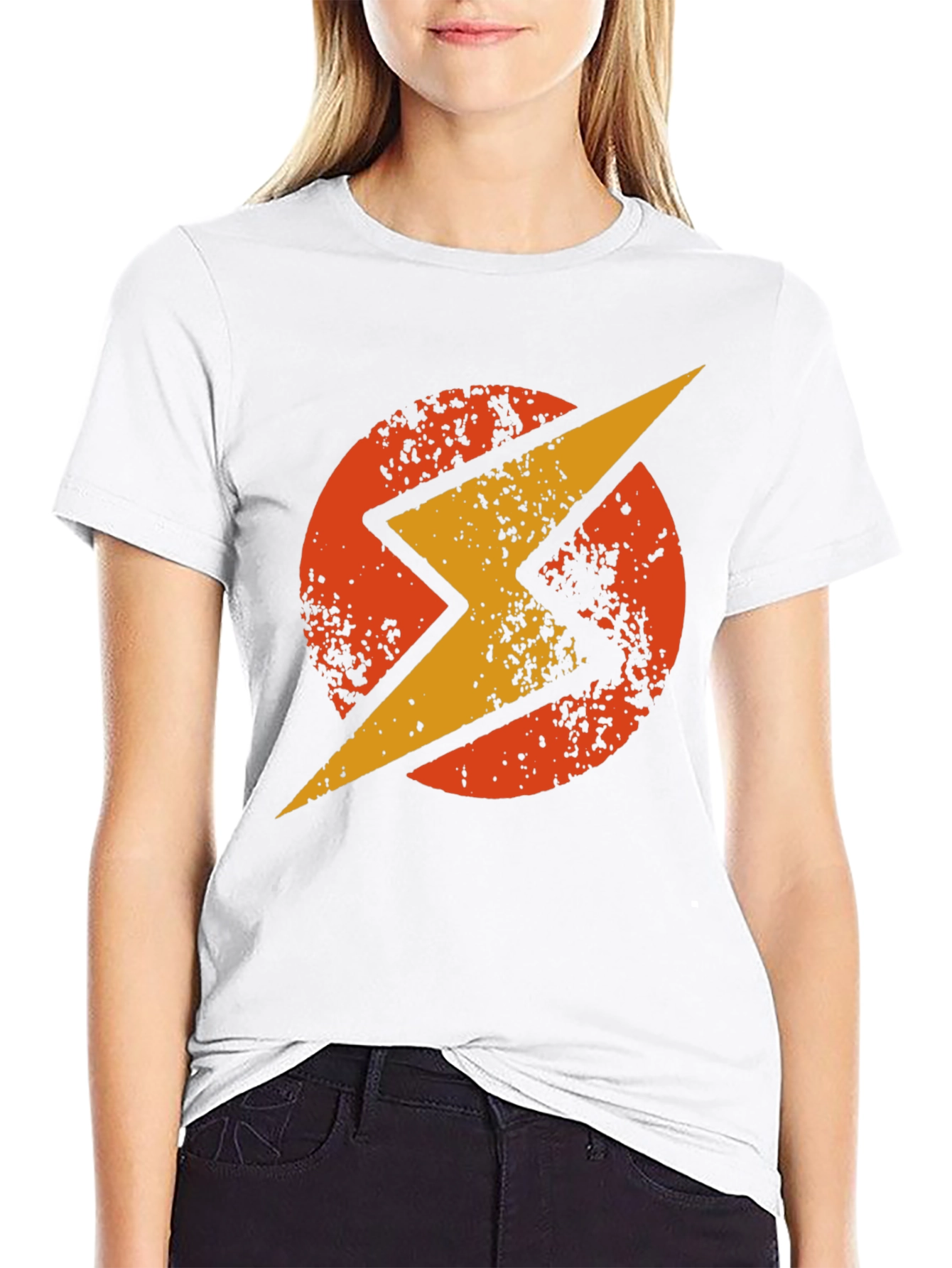 Retro Lightning Bolt Graphic T-Shirt - Black
