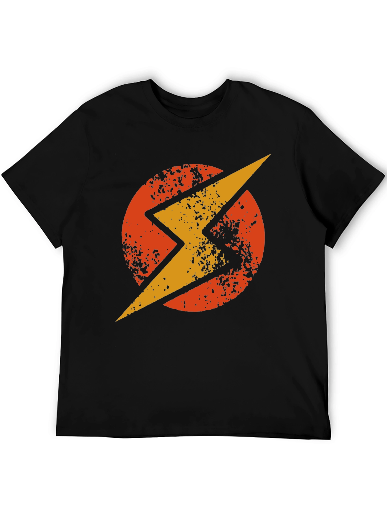 Retro Lightning Bolt Graphic T-Shirt - Black
