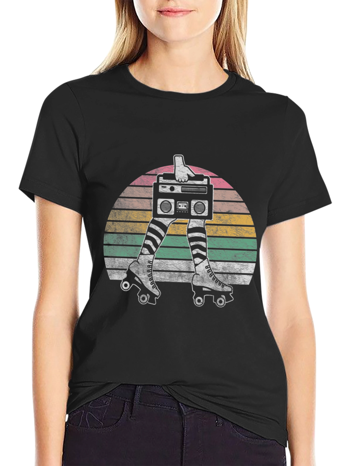 Retro Roller Skate Boombox T-Shirt