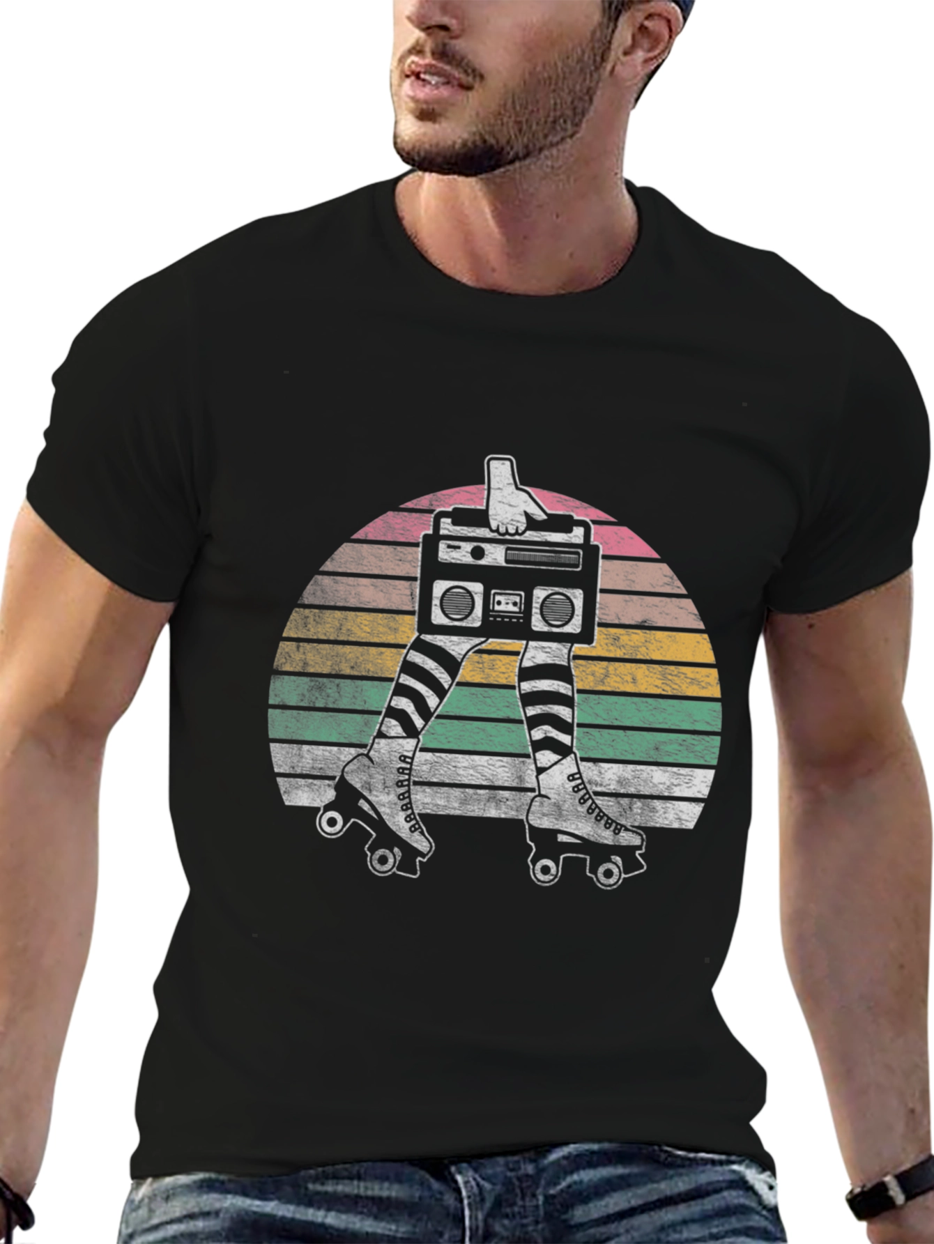 Retro Roller Skate Boombox T-Shirt