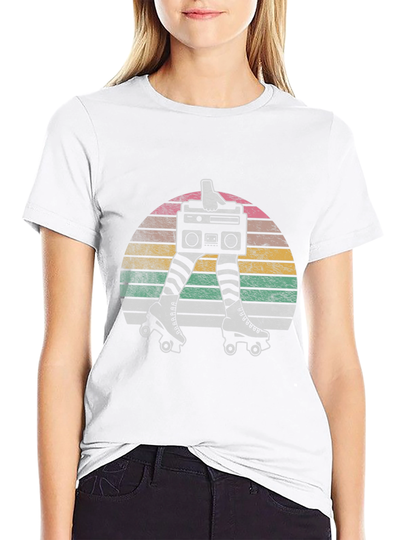 Retro Roller Skate Boombox T-Shirt