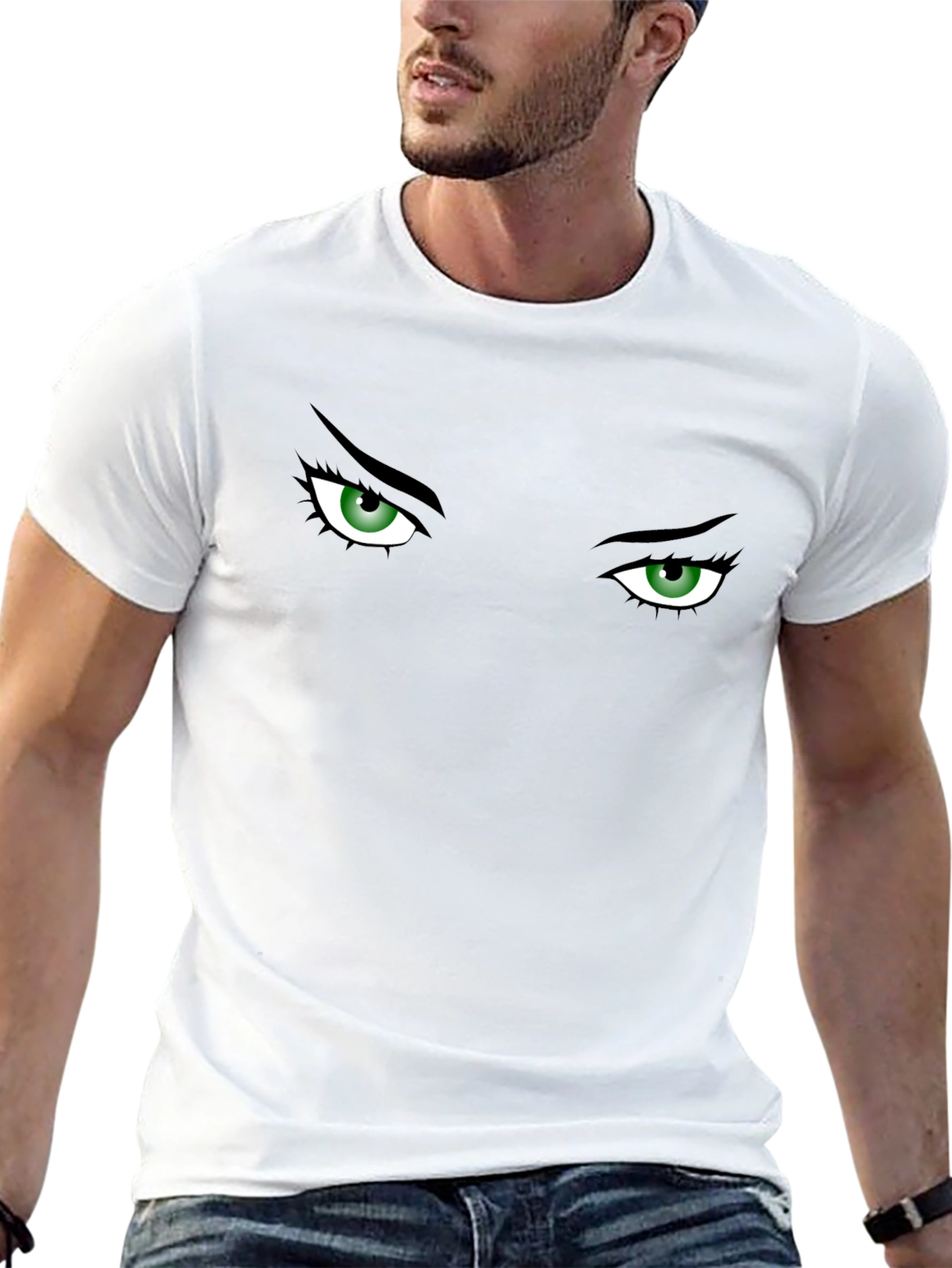 Intense Gaze Graphic T-Shirt - Expressive Eye Design