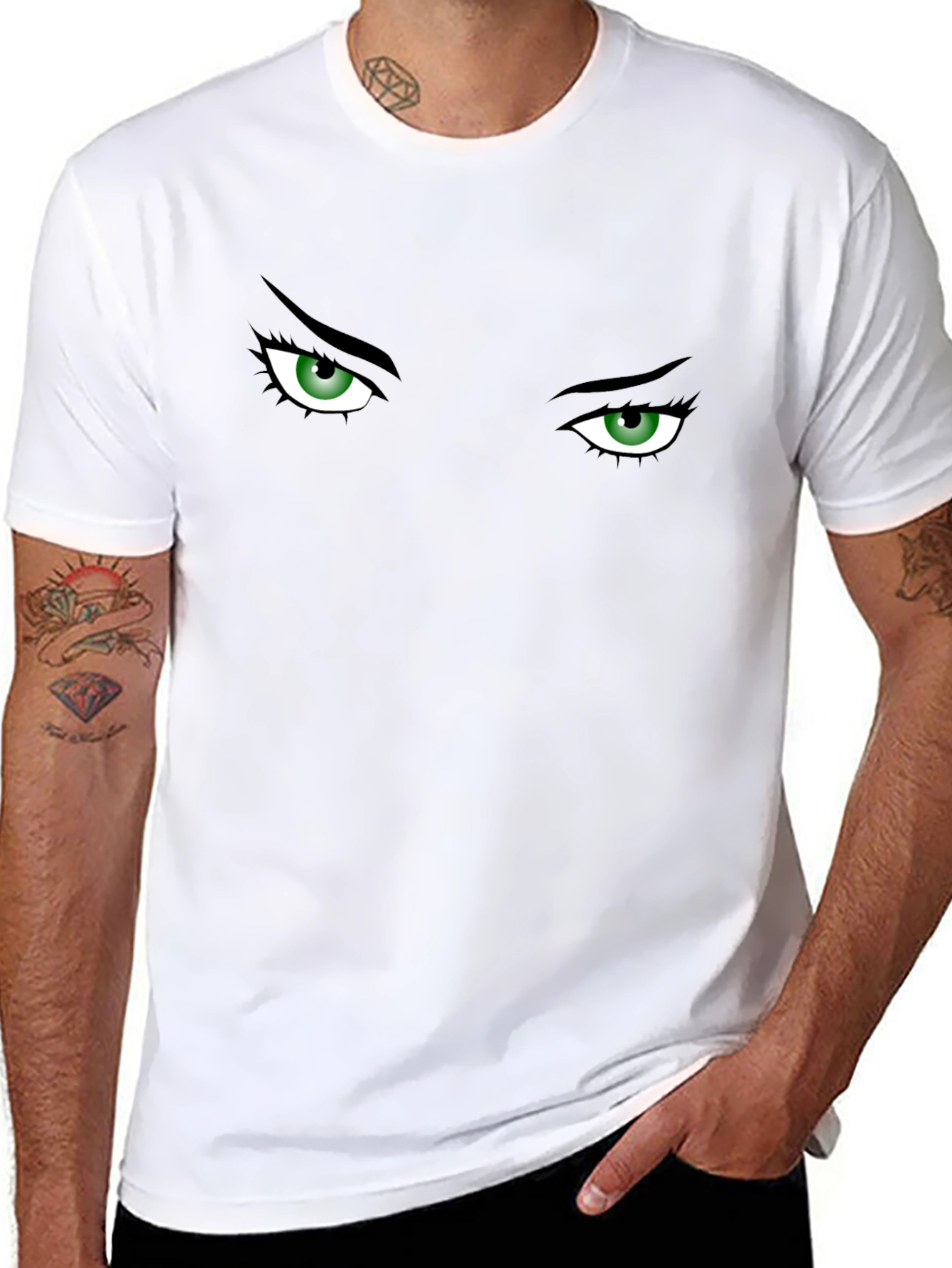 Intense Gaze Graphic T-Shirt - Expressive Eye Design