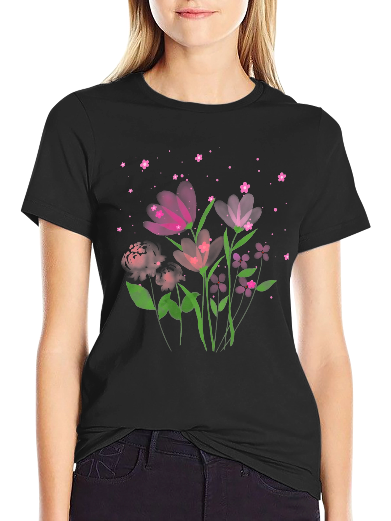 Floral Print Crew Neck Tee