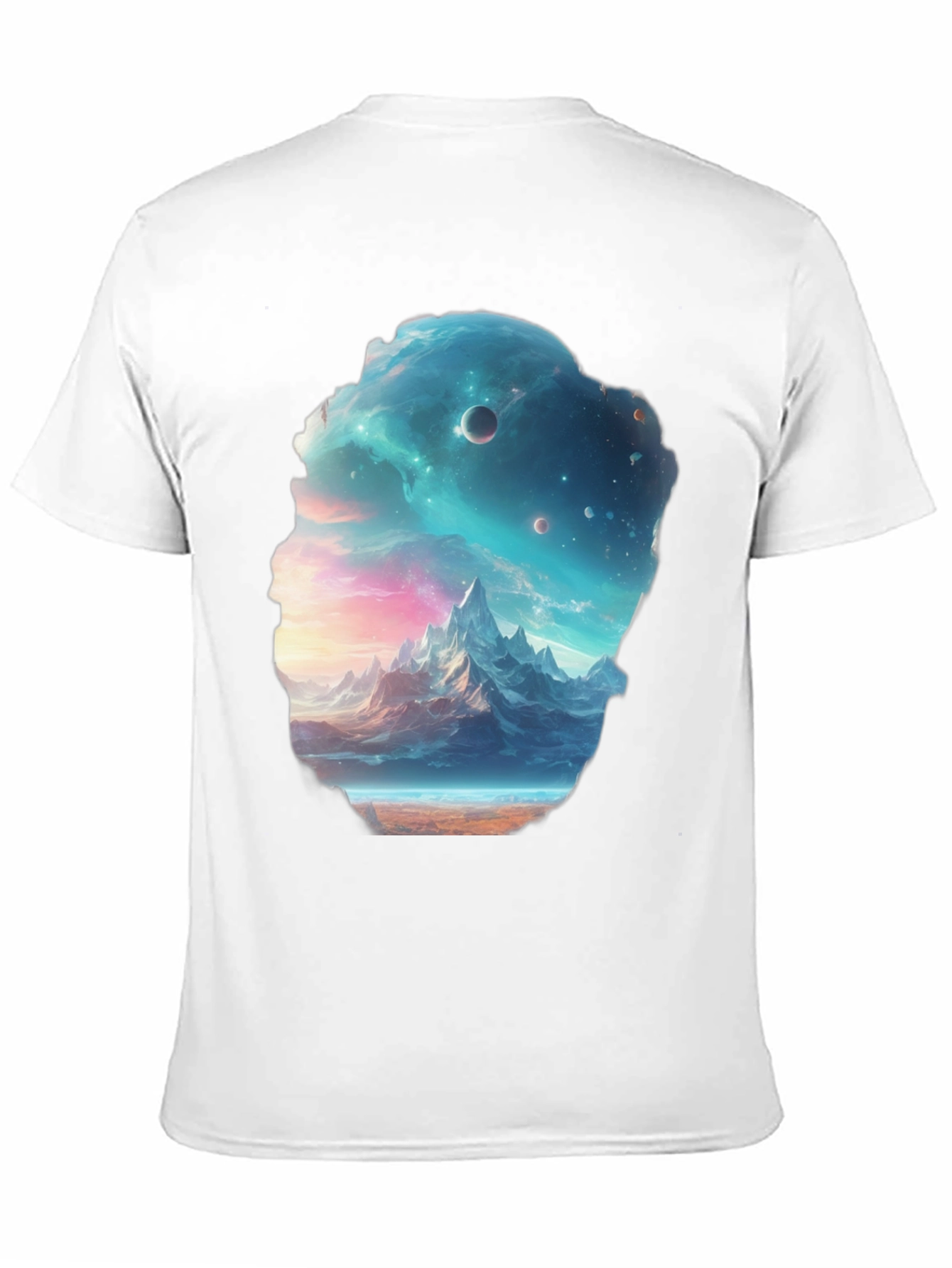 Cosmic Mountain Scene Black Graphic Tee