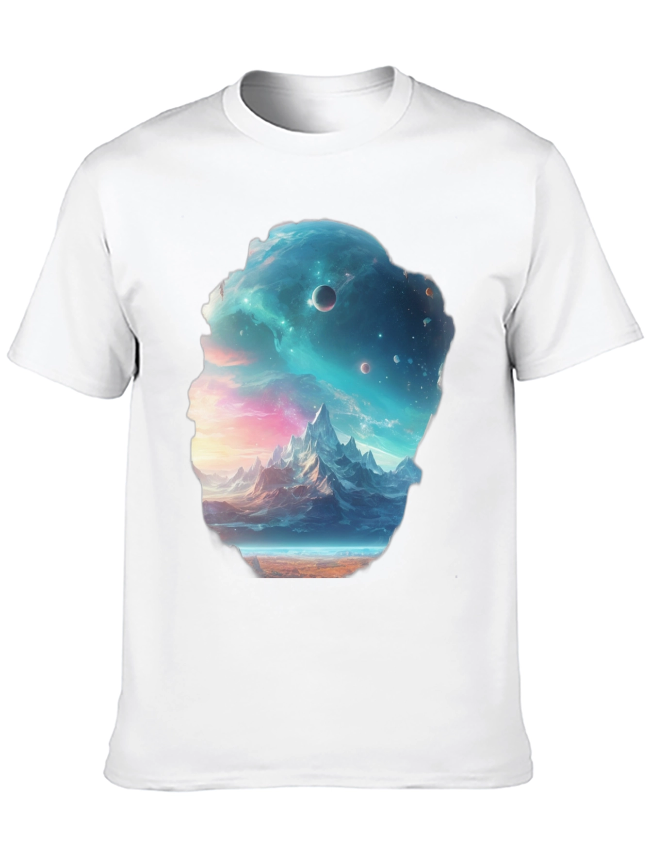 Cosmic Mountain Scene Black Graphic Tee