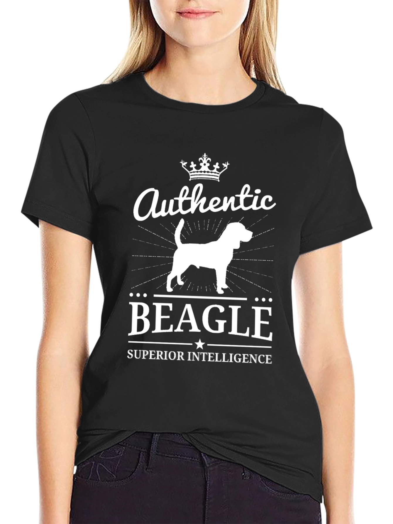 Authentic Beagle Superior Intelligence Black T-Shirt