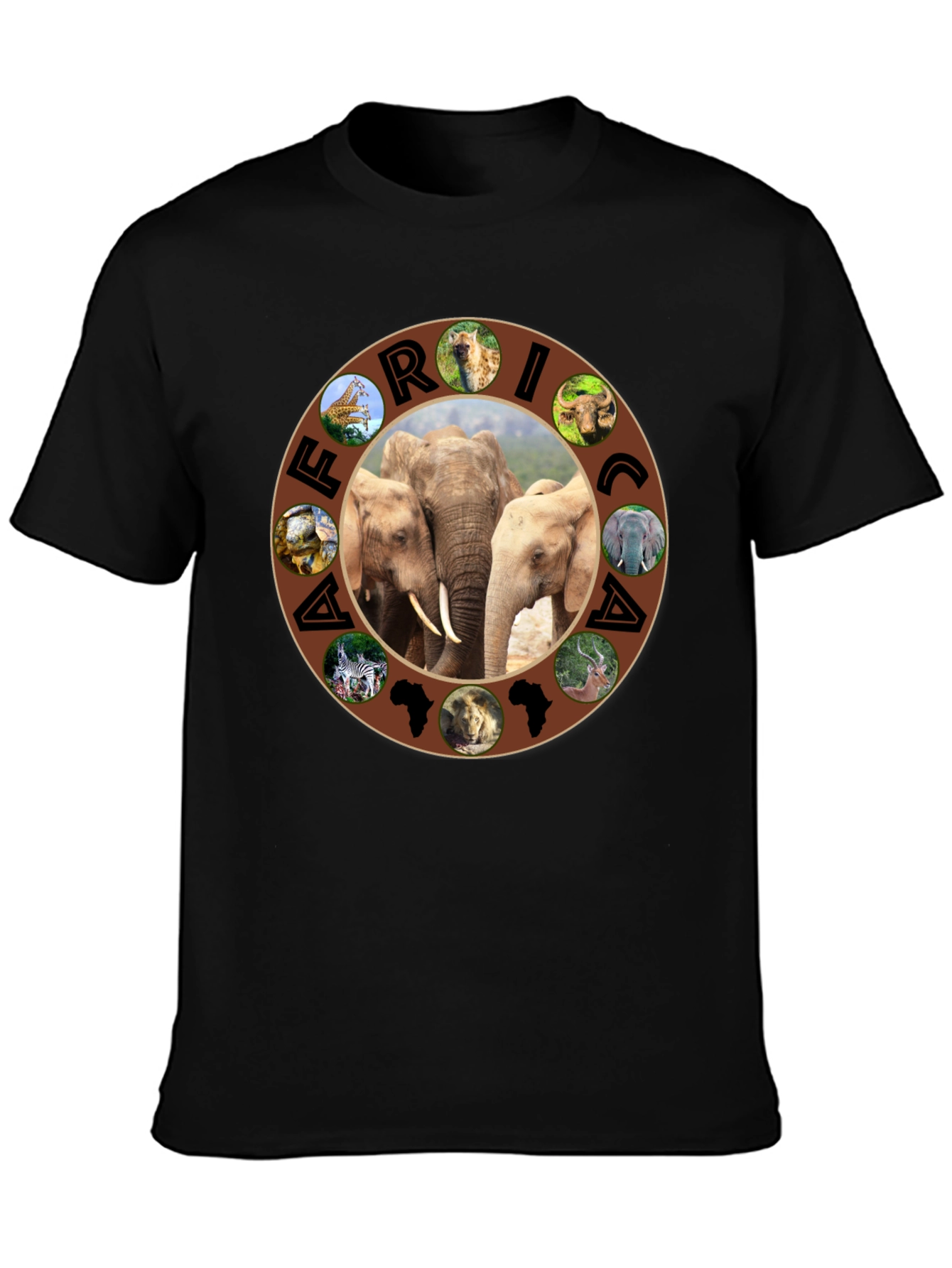 Africa Wildlife Animals Black T-Shirt