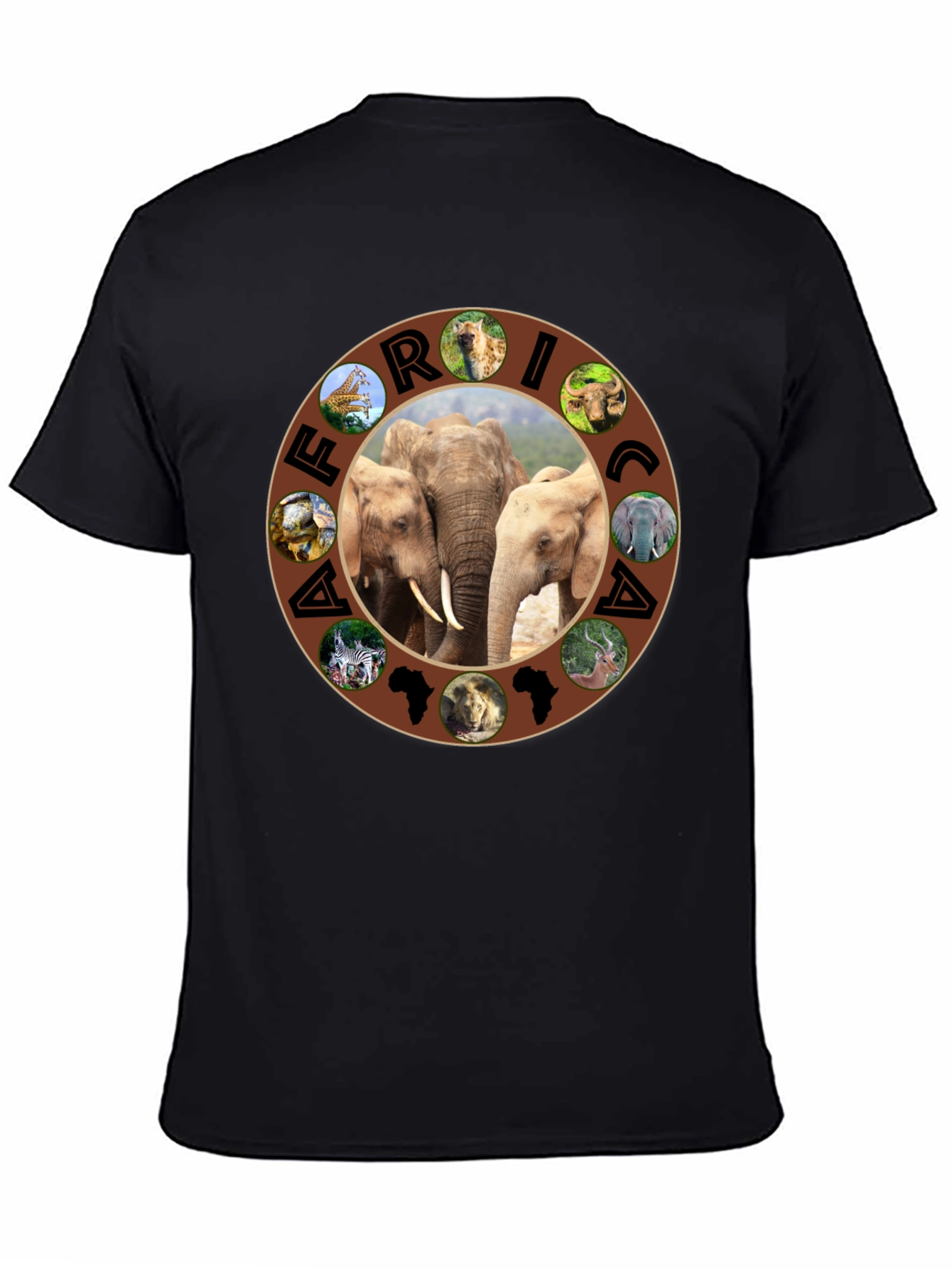Africa Wildlife Animals Black T-Shirt