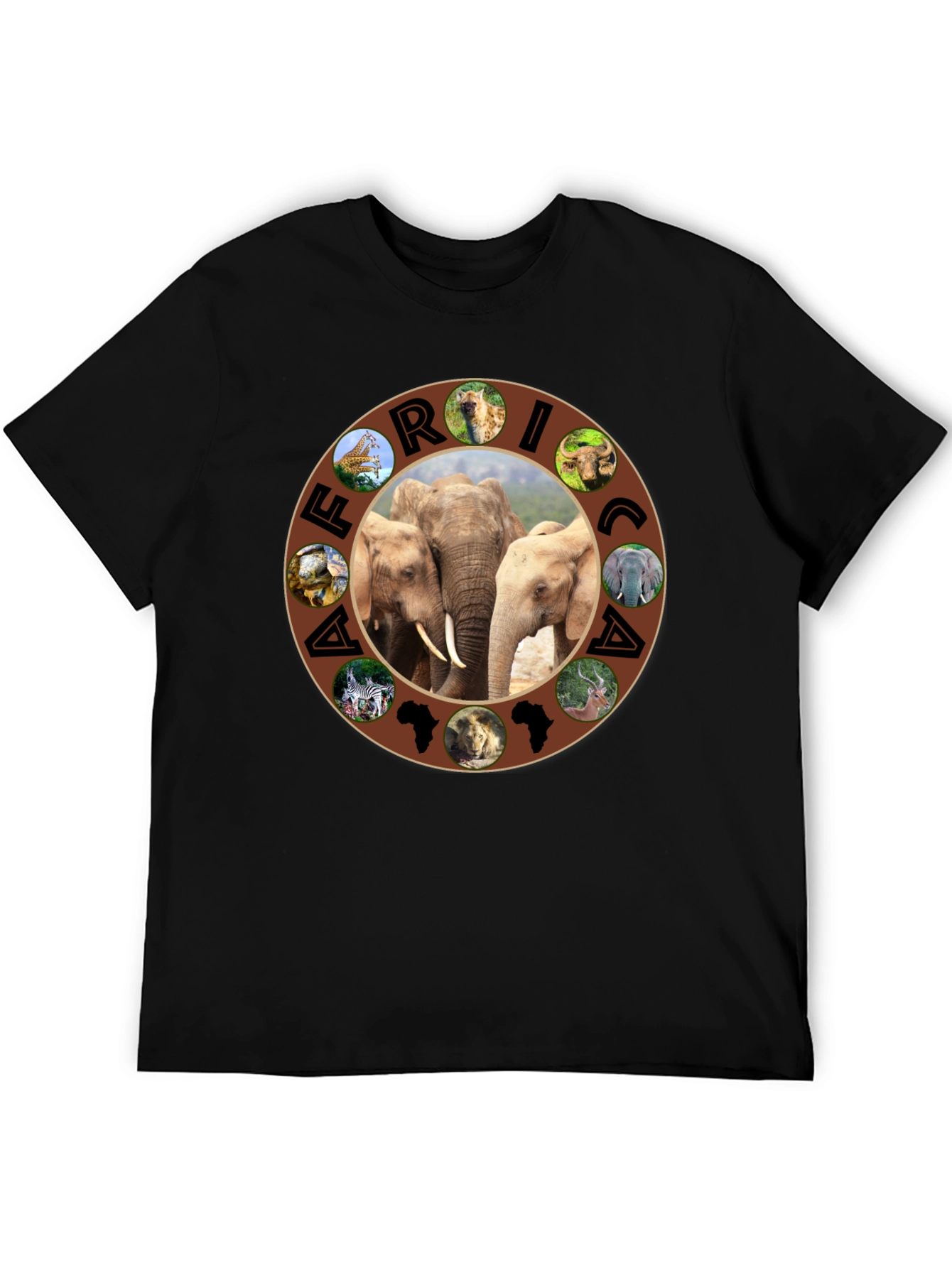 Africa Wildlife Animals Black T-Shirt
