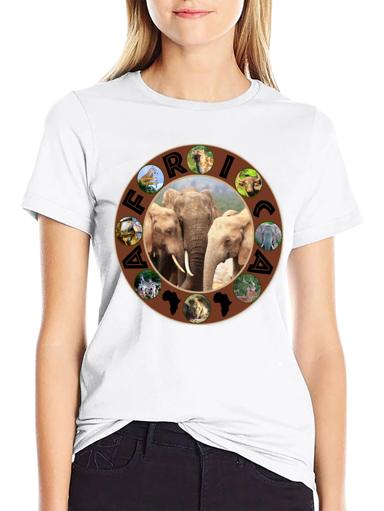 Africa Wildlife Animals Black T-Shirt