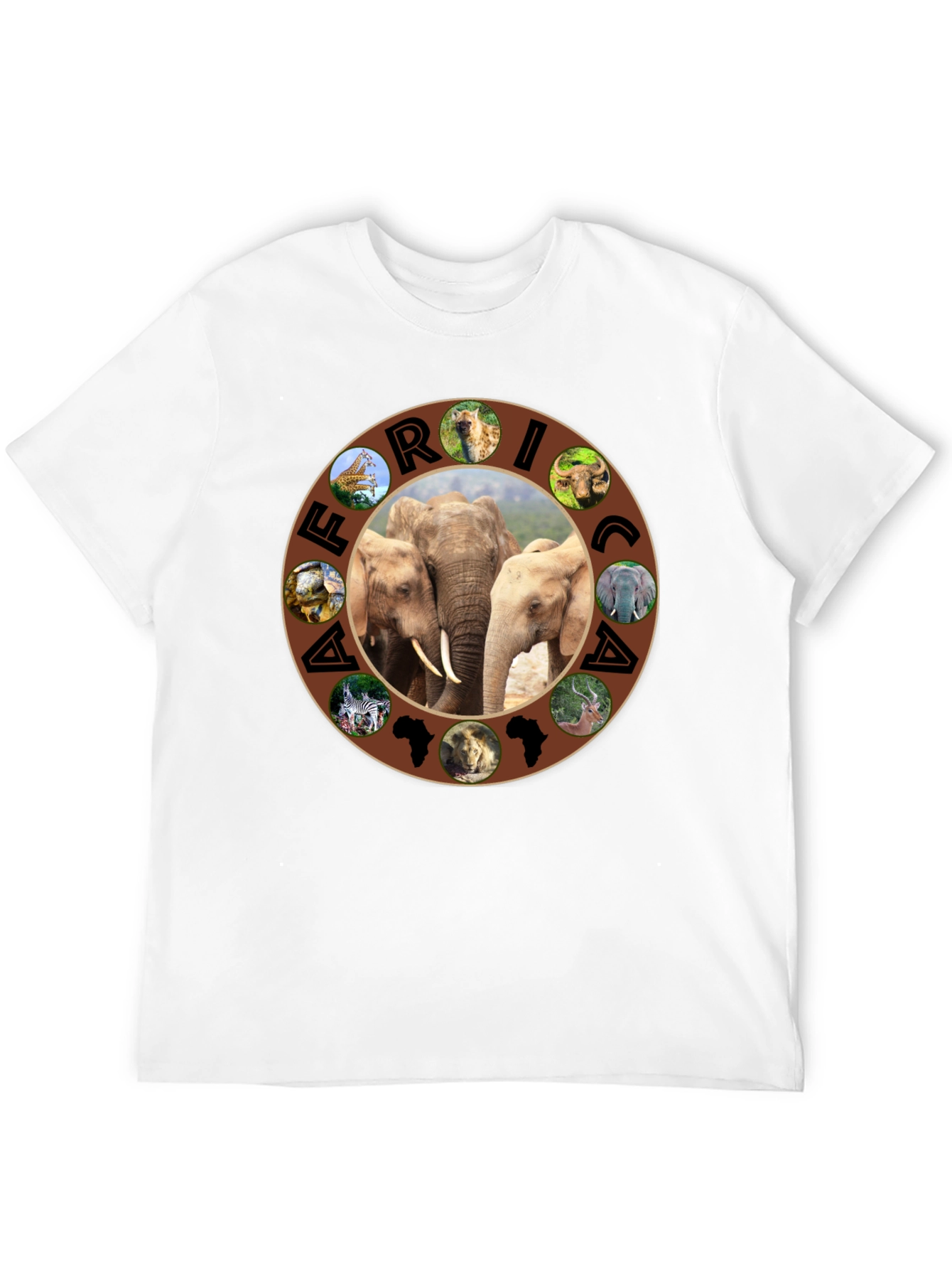 Africa Wildlife Animals Black T-Shirt