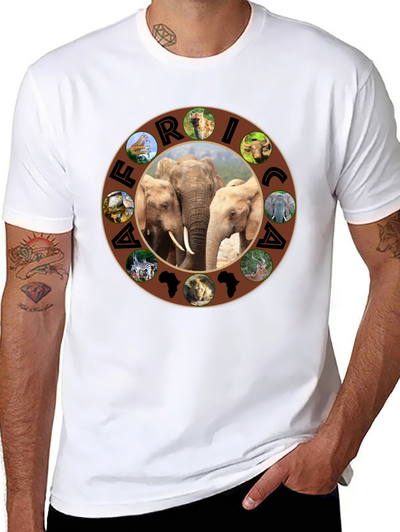 Africa Wildlife Animals Black T-Shirt