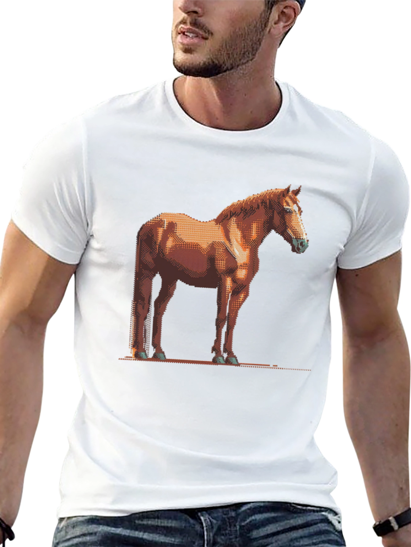 Pixelated Horse Graphic Tee - Unisex